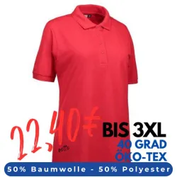 ARBEITS-POLO-SHIRT DAMEN| 521 von ID / Farbe: rot / 50% BAUMWOLLE 50% POLYESTER