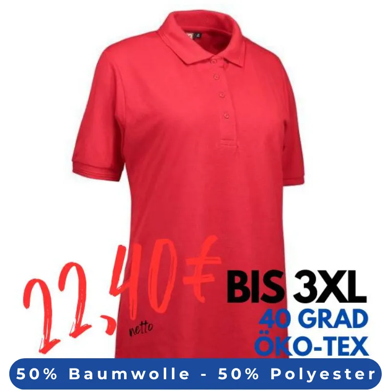 ARBEITS-POLO-SHIRT DAMEN| 521 von ID / Farbe: rot / 50% BAUMWOLLE 50% POLYESTER | MEIN-KASACK.de - KASACK - KASACKS