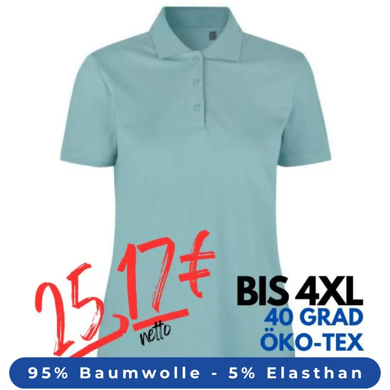 ARBEITS-POLO-SHIRT DAMEN| 587 von ID / Farbe: altaqua / 95% BAUMWOLLE 5% ELASTHAN | MEIN-KASACK.de - KASACK - KASACKS