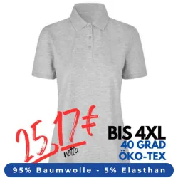 ARBEITS-POLO-SHIRT DAMEN| 587 von ID / Farbe: altgrau meliert / 95% BAUMWOLLE 5% ELASTHAN
