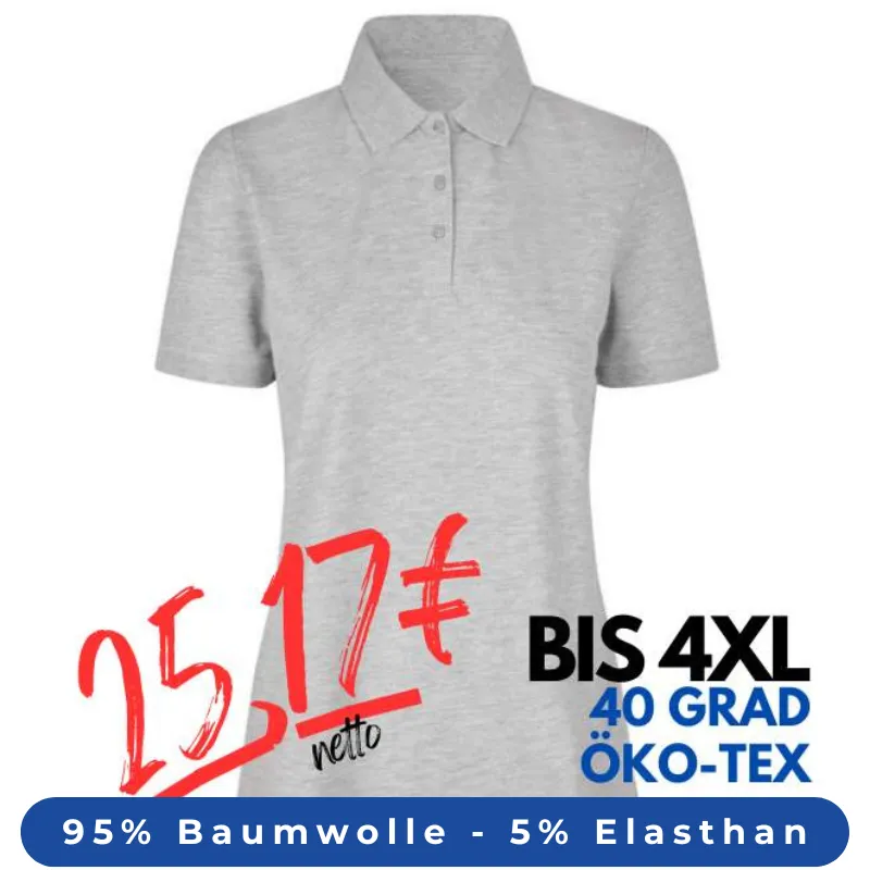ARBEITS-POLO-SHIRT DAMEN| 587 von ID / Farbe: altgrau meliert / 95% BAUMWOLLE 5% ELASTHAN | MEIN-KASACK.de - KASACK - KASACKS