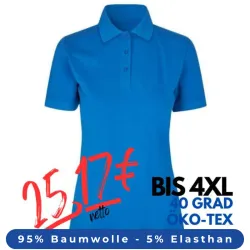 ARBEITS-POLO-SHIRT DAMEN| 587 von ID / Farbe: azur / 95% BAUMWOLLE 5% ELASTHAN