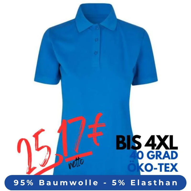 ARBEITS-POLO-SHIRT DAMEN| 587 von ID / Farbe: azur / 95% BAUMWOLLE 5% ELASTHAN | MEIN-KASACK.de - KASACK - KASACKS