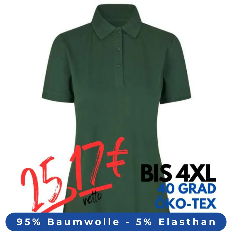 ARBEITS-POLO-SHIRT DAMEN| 587 von ID / Farbe: flaschengrün / 95% BAUMWOLLE 5% ELASTHAN | MEIN-KASACK.de - KASACK - KASACKS
