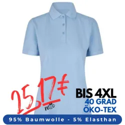 ARBEITS-POLO-SHIRT DAMEN| 587 von ID / Farbe: hellblau / 95% BAUMWOLLE 5% ELASTHAN