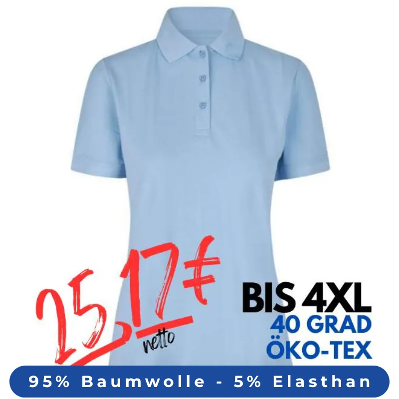 ARBEITS-POLO-SHIRT DAMEN| 587 von ID / Farbe: hellblau / 95% BAUMWOLLE 5% ELASTHAN | MEIN-KASACK.de - KASACK - KASACKS