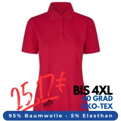 ARBEITS-POLO-SHIRT DAMEN| 587 von ID / Farbe: rot / 95% BAUMWOLLE 5% ELASTHAN