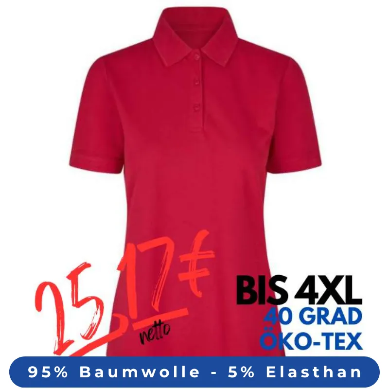 ARBEITS-POLO-SHIRT DAMEN| 587 von ID / Farbe: rot / 95% BAUMWOLLE 5% ELASTHAN | MEIN-KASACK.de - KASACK - KASACKS