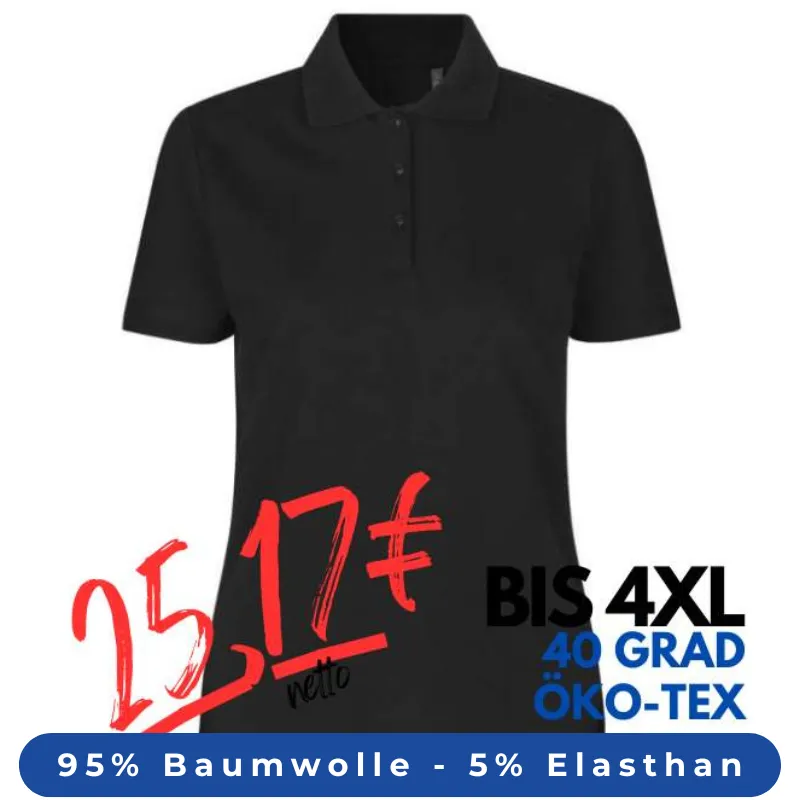 ARBEITS-POLO-SHIRT DAMEN| 587 von ID / Farbe: schwarz / 95% BAUMWOLLE 5% ELASTHAN | MEIN-KASACK.de - KASACK - KASACKS
