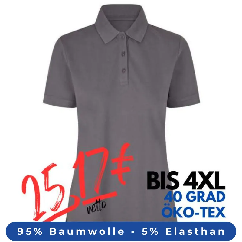 ARBEITS-POLO-SHIRT DAMEN| 587 von ID / Farbe: silver grey / 95% BAUMWOLLE 5% ELASTHAN | MEIN-KASACK.de - KASACK - KASACKS