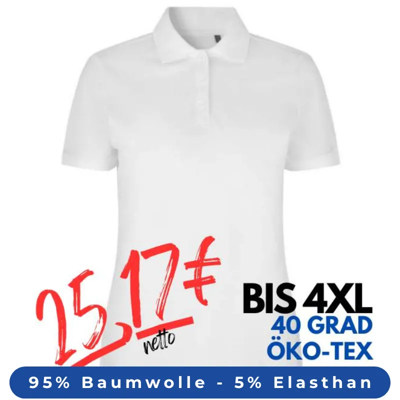 ARBEITS-POLO-SHIRT DAMEN| 587 von ID / Farbe: weiß / 95% BAUMWOLLE 5% ELASTHAN | MEIN-KASACK.de - KASACK - KASACKS