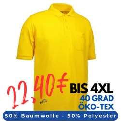 ARBEITS-POLO-SHIRT HERREN | 520 von ID / Farbe: gelb / 50% BAUMWOLLE 50% POLYESTER