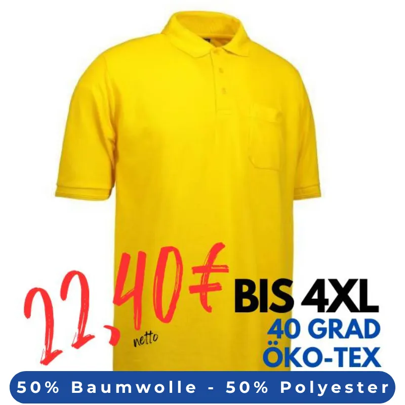 ARBEITS-POLO-SHIRT HERREN | 520 von ID / Farbe: gelb / 50% BAUMWOLLE 50% POLYESTER | MEIN-KASACK.de - KASACK - KASACKS