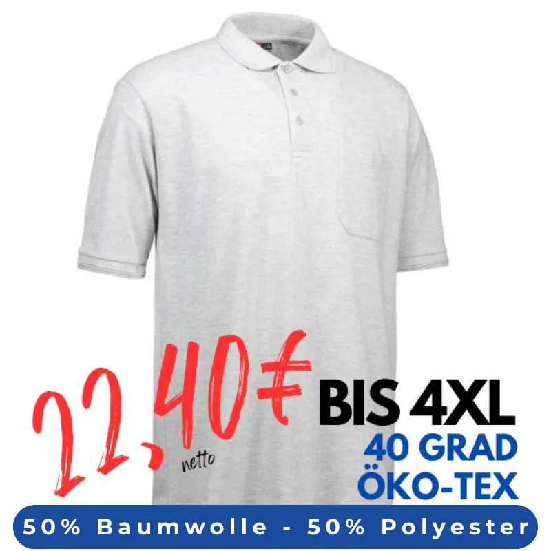 ARBEITS-POLO-SHIRT HERREN | 520 von ID / Farbe: grau / 50% BAUMWOLLE 50% POLYESTER | MEIN-KASACK.de - KASACK - KASACKS