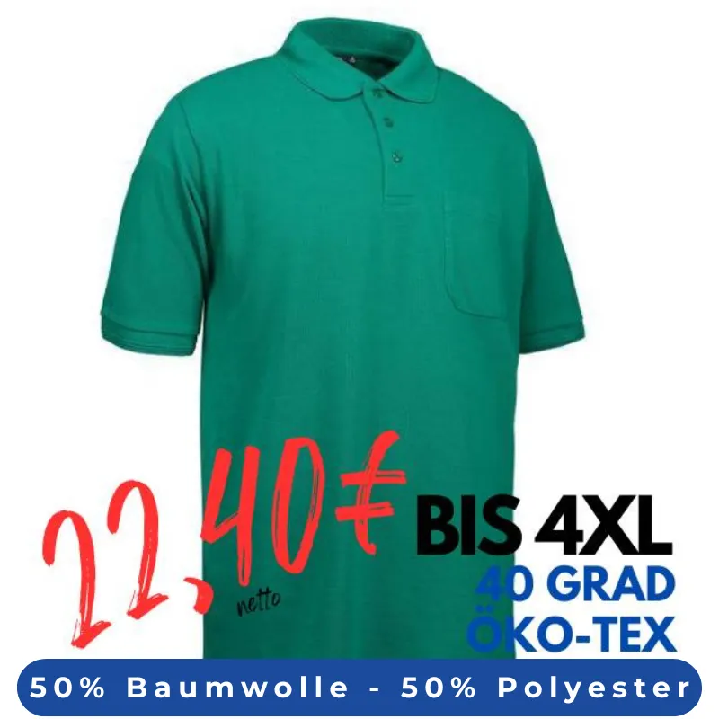 ARBEITS-POLO-SHIRT HERREN | 520 von ID / Farbe: grün / 50% BAUMWOLLE 50% POLYESTER | MEIN-KASACK.de - KASACK - KASACKS
