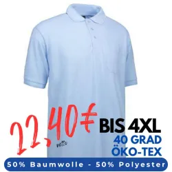 ARBEITS-POLO-SHIRT HERREN | 520 von ID / Farbe: hellblau / 50% BAUMWOLLE 50% POLYESTER