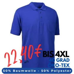 ARBEITS-POLO-SHIRT HERREN | 520 von ID / Farbe: königsblau / 50% BAUMWOLLE 50% POLYESTER