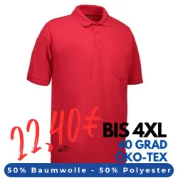 ARBEITS-POLO-SHIRT HERREN | 520 von ID / Farbe: rot / 50% BAUMWOLLE 50% POLYESTER