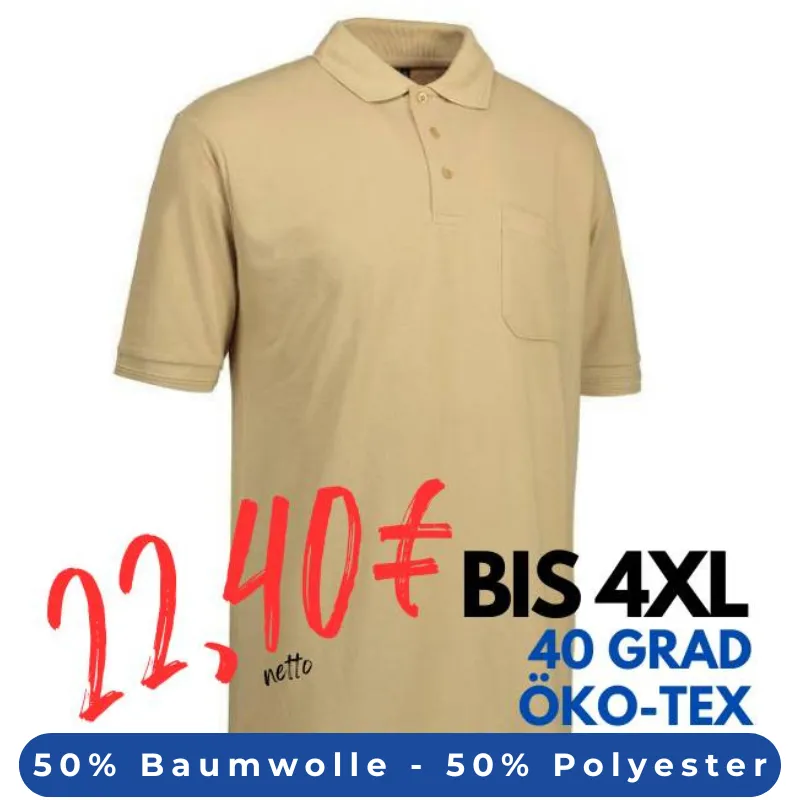ARBEITS-POLO-SHIRT HERREN | 520 von ID / Farbe: sand / 50% BAUMWOLLE 50% POLYESTER | MEIN-KASACK.de - KASACK - KASACKS