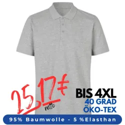 ARBEITS-POLO-SHIRT HERREN | 586 von ID / Farbe:  altgrau meliert / 95% BW - 5% ELA
