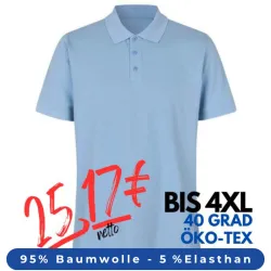 ARBEITS-POLO-SHIRT HERREN | 586 von ID / Farbe: hellblau / 95% BW - 5% ELA