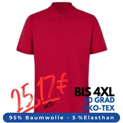 ARBEITS-POLO-SHIRT HERREN | 586 von ID / Farbe: rot / 95% BW - 5% ELA