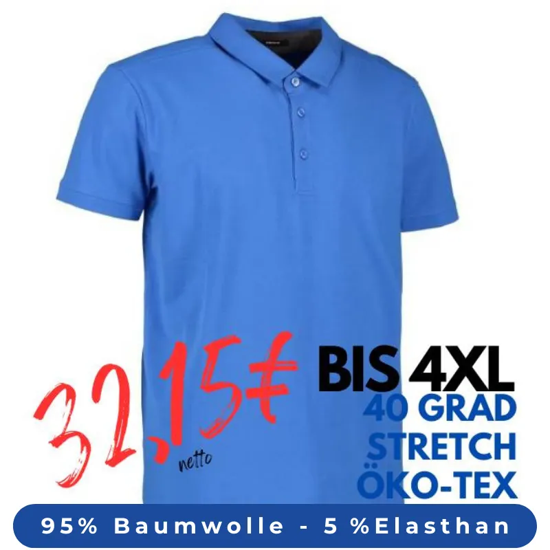 ARBEITS-POLO-SHIRT HERREN | Business  Stretch 534 von ID / Farbe: azur / 95% BAUMWOLLE 5% ELASTANE | MEIN-KASACK.de - KASACK - KASACKS