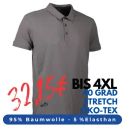 ARBEITS-POLO-SHIRT HERREN | Business  Stretch 534 von ID / Farbe: grau/ 95% BAUMWOLLE 5% ELASTANE
