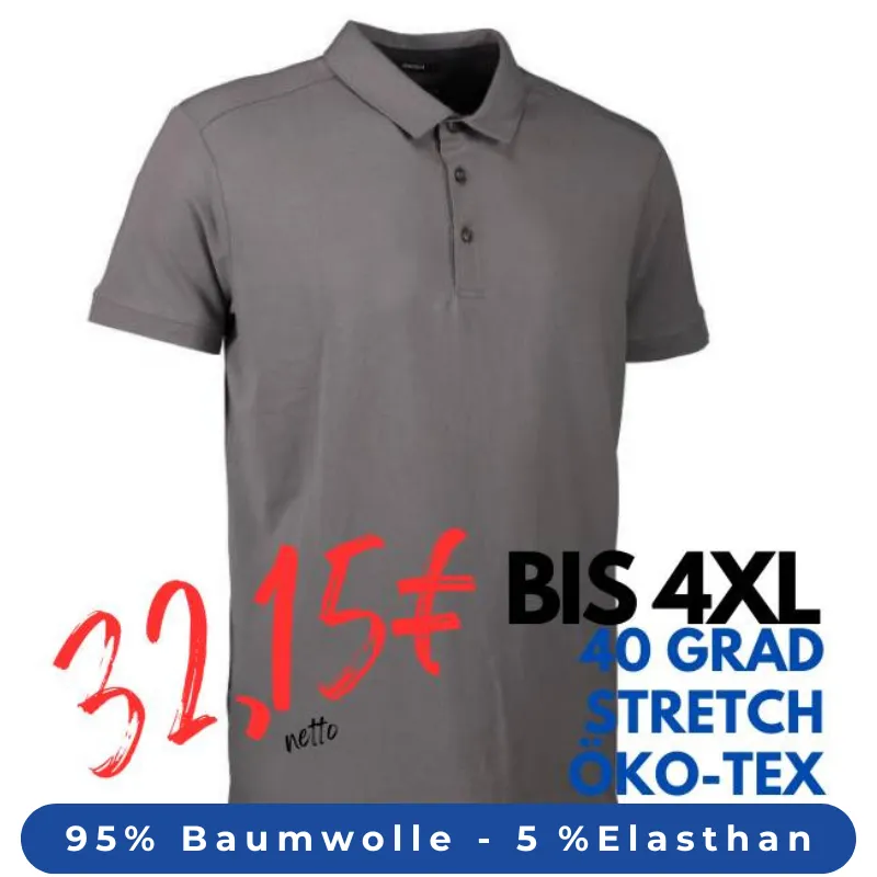 ARBEITS-POLO-SHIRT HERREN | Business  Stretch 534 von ID / Farbe: grau/ 95% BAUMWOLLE 5% ELASTANE | MEIN-KASACK.de - KASACK - KASACKS