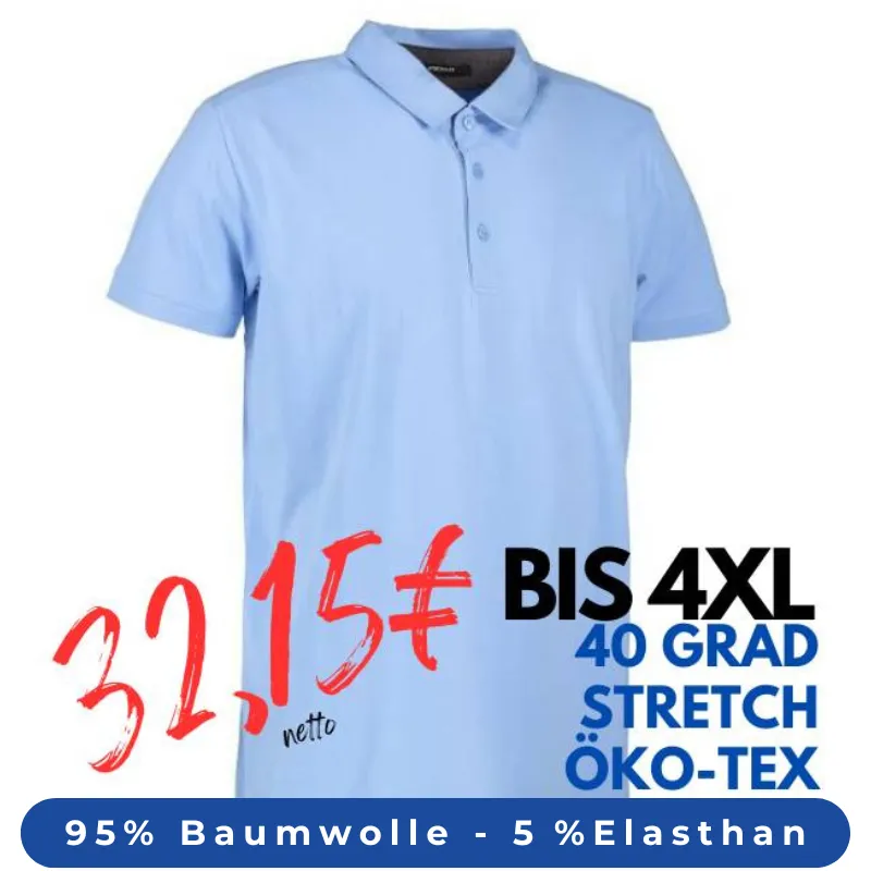 ARBEITS-POLO-SHIRT HERREN | Business  Stretch 534 von ID / Farbe: hellblau / 95% BAUMWOLLE 5% ELASTANE | MEIN-KASACK.de - KASACK - KASACKS