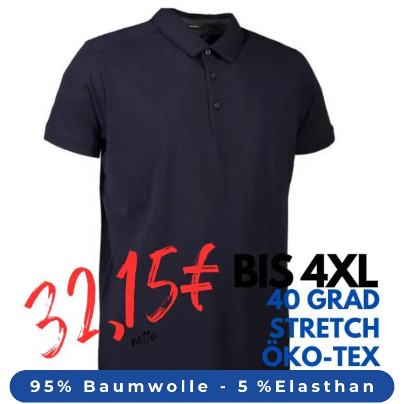 ARBEITS-POLO-SHIRT HERREN | Business  Stretch 534 von ID / Farbe: navy / 95% BAUMWOLLE 5% ELASTANE | MEIN-KASACK.de - KASACK - KASACKS