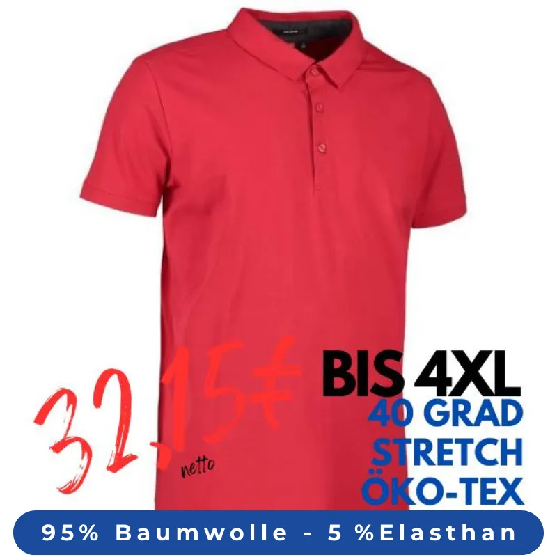 ARBEITS-POLO-SHIRT HERREN | Business  Stretch 534 von ID / Farbe: rot / 95% BAUMWOLLE 5% ELASTANE | MEIN-KASACK.de - KASACK - KASACKS