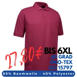 ARBEITS-POLO-SHIRT HERREN | PRO Wear 320 von ID / Farbe: bordeaux / 50% BAUMWOLLE 50% POLYESTER