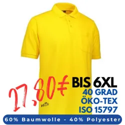 ARBEITS-POLO-SHIRT HERREN | PRO Wear 320 von ID / Farbe: gelb / 50% BAUMWOLLE 50% POLYESTER