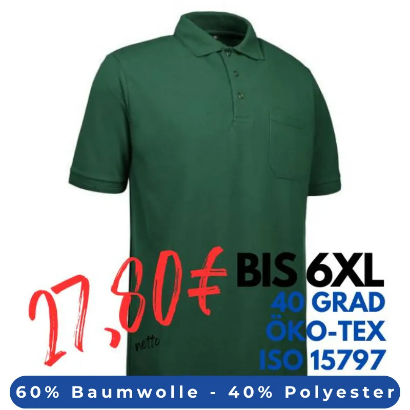 ARBEITS-POLO-SHIRT HERREN | PRO Wear 320 von ID / Farbe: grün / 50% BAUMWOLLE 50% POLYESTER | MEIN-KASACK.de - KASACK - KASACKS