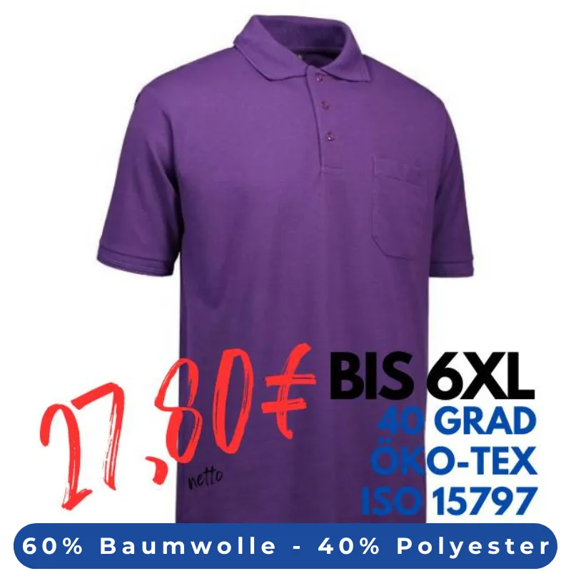 ARBEITS-POLO-SHIRT HERREN | PRO Wear 320 von ID / Farbe: lila / 50% BAUMWOLLE 50% POLYESTER | MEIN-KASACK.de - KASACK - KASACKS