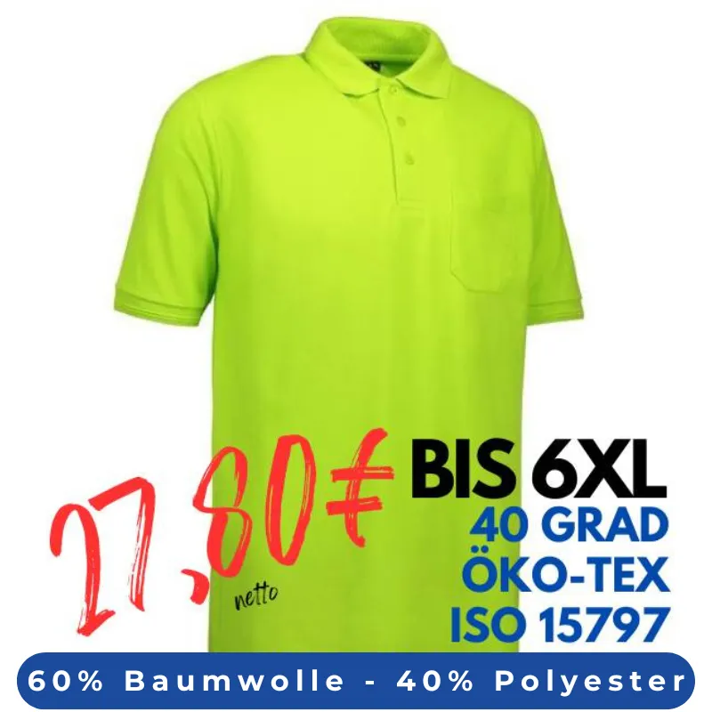 ARBEITS-POLO-SHIRT HERREN | PRO Wear 320 von ID / Farbe: lime / 50% BAUMWOLLE 50% POLYESTER | MEIN-KASACK.de - KASACK - KASACKS
