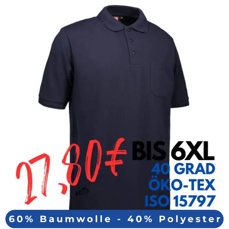 ARBEITS-POLO-SHIRT HERREN | PRO Wear 320 von ID / Farbe: navy / 50% BAUMWOLLE 50% POLYESTER | MEIN-KASACK.de - KASACK - KASACKS