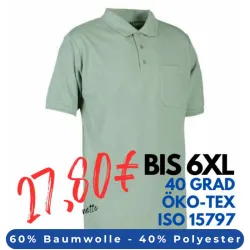 ARBEITS-POLO-SHIRT HERREN | PRO Wear 320 von ID / Farbe: stovet gron / 50% BAUMWOLLE 50% POLYESTER