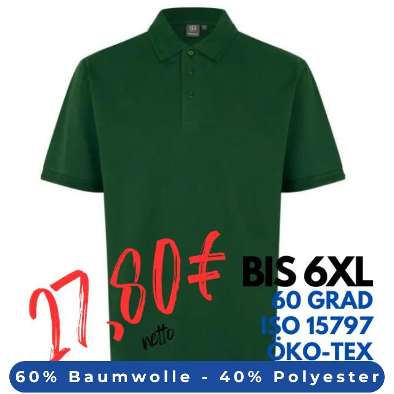 ARBEITS-POLO-SHIRT HERREN | PRO Wear 324 von ID / Farbe: flaschengrün / 50% BAUMWOLLE 50% POLYESTER | MEIN-KASACK.de - KASACK - KASACKS
