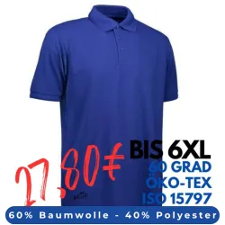 ARBEITS-POLO-SHIRT HERREN | PRO Wear 324 von ID / Farbe: königsblau / 50% BAUMWOLLE 50% POLYESTER