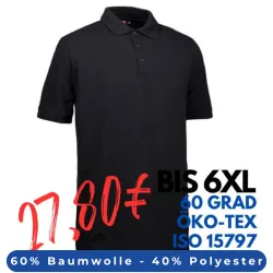 ARBEITS-POLO-SHIRT HERREN | PRO Wear 324 von ID / Farbe: schwarz / 50% BAUMWOLLE 50% POLYESTER