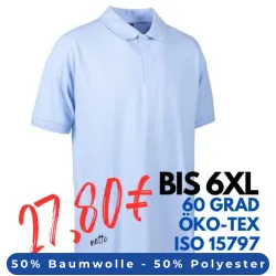 ARBEITS-POLO-SHIRT HERREN | PRO Wear 330 von ID / Farbe: hellblau / 50% BAUMWOLLE 50% POLYESTER