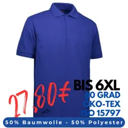 ARBEITS-POLO-SHIRT HERREN | PRO Wear 330 von ID / Farbe: königsblau / 50% BAUMWOLLE 50% POLYESTER