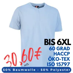 ARBEITS-POLO-SHIRT HERREN | PRO Wear CARE 374 von ID / Farbe: hellblau / 50% BAUMWOLLE 50% POLYESTER