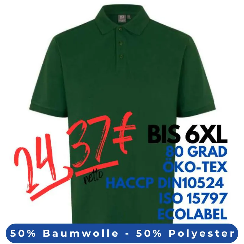 ARBEITS-POLO-SHIRT HERREN | PRO Wear CARE 376 von ID / Farbe: flaschengrün / 50% BAUMWOLLE 50% POLYESTER | MEIN-KASACK.de - KASACK - KASACKS