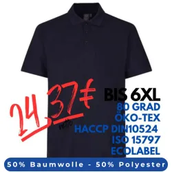ARBEITS-POLO-SHIRT HERREN | PRO Wear CARE 376 von ID / Farbe: navy / 50% BAUMWOLLE 50% POLYESTER