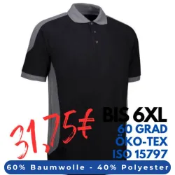 ARBEITS-POLO-SHIRT HERREN | PRO Wear Kontrast 322 von ID / Farbe: schwarz / 50% BAUMWOLLE 50% POLYESTER