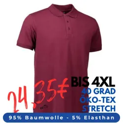 ARBEITS-POLO-SHIRT HERREN | STRETCH 525 von ID / Farbe: bordeaux / 95% BAUMWOLLE 5% ELASTHAN