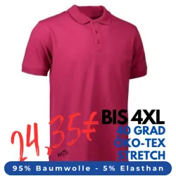 ARBEITS-POLO-SHIRT HERREN | STRETCH 525 von ID / Farbe: cerise / 95% BAUMWOLLE 5% ELASTHAN